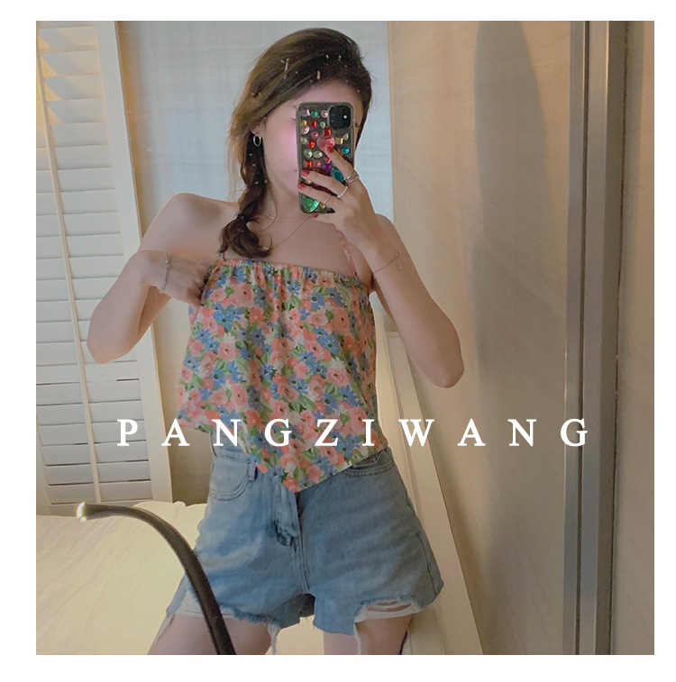 팻 맨 왕 보스 여름 푸켓 슬립 디자인 센스 작은 대중 외출용 여성 여름 행침 목 튜브탑 맨위