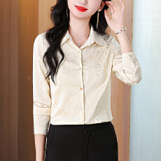 批发实拍大码长袖<b class='q'>衬衫</b>2025秋季新款缎面提花职业时尚通勤气质<b class='q'>衬衣</b>