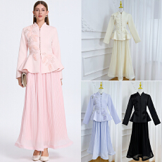 批发实拍专柜重工精品手工钉珠后背系腰带<b class='q'>气质</b>时尚套<b class='q'>装</b>