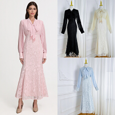 批发实拍<b class='q'>精品</b>宫廷风收腰气质流苏领雪纺拼接鱼尾裙