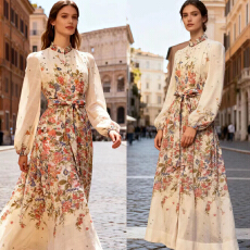 批发<b class='q'>欧美风</b>2026夏两件套<b class='q'>连衣裙</b>长裙闪闪钉钻灯笼袖长袖收腰系带<b class='q'>连衣裙</b>