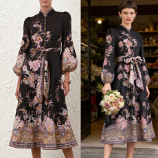 澳洲轻奢经典款2026春季成衣新款LUNA亚麻纽扣细节中长款连衣裙