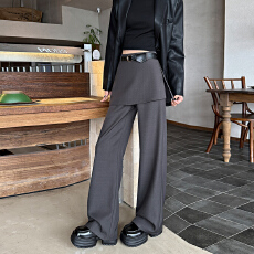批发<b class='q'>西装</b>屁帘阔腿裤女2026春季新款高腰假两件垂感直通拖地裤子休闲裤