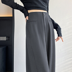 批发深灰色<b class='q'>西装</b>阔腿裤女2026春季新款高腰显瘦垂感百搭直筒拖地休闲裤