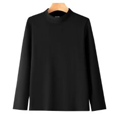 男款280克有氨半高领双面德绒纯色长袖打底衫中年保暖衣内搭光板