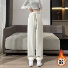 批发2025秋<b class='q'>冬</b>灯芯绒女窄版阔腿裤加绒加厚高腰显瘦直筒裤休闲百搭长裤