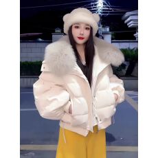 批发2025冬季新款羽绒棉服女短款<b class='q'>韩版</b>宽松小个子超大毛领加厚保暖外套