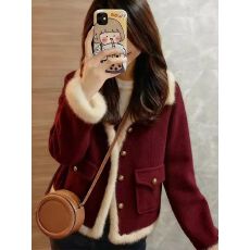 批发小香风新年红毛呢外套女2025冬季<b class='q'>新款</b>今年流行短款金扣大衣高级感