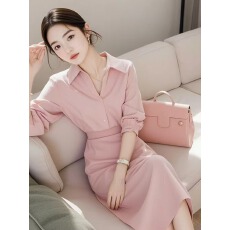 批发韩剧女主穿搭超好看高级感小洋装小香风<b class='q'>职业</b>粉色<b class='q'>衬衫</b>l套装女春夏