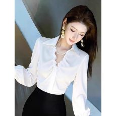 批发气质名媛白色衬衫女2026春季新款轻奢高级感法式小资百搭<b class='q'>职业</b>上衣