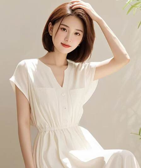 2026 여름 프랑스식 화이트 여성 드레스 허리 수축 슬림해 보이는 품격 고급 센스 허리 수축 슬림해 보이는 화이트 길다 치마