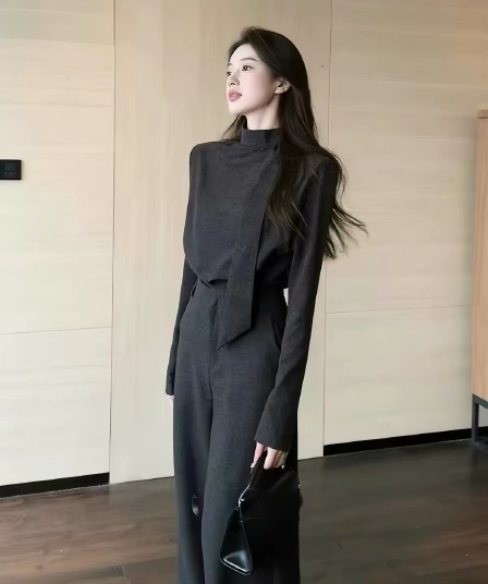 가을 세트 2026 새로운 이른 가을 한 부서 자이언트 잘 생긴 ~ 중 착용 가져 가라. 전체 집합 ootd 맨위 바지 투피스 세트