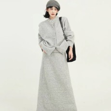 批发吴童童钉珠圆领针织长袖<b class='q'>毛衣</b>外套女秋冬新款韩系慵懒宽松<b class='q'>开衫</b>上衣
