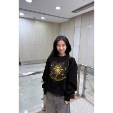 批发美式复古字母套头圆领卫衣春秋冬宽松显瘦气质慵懒休闲松弛感外套