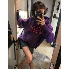 批发美式街头徽章星星印花加厚连帽卫衣<b class='q'>男</b>女秋冬减龄宽松<b class='q'>休闲</b>拉链<b class='q'>外套</b>