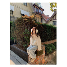 批发张贝贝ibell奶糯环保羊羔绒皮毛一体设计感保暖染尖毛领毛毛外套