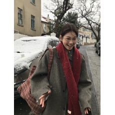 批发气质通勤百搭翻领暗扣大衣时尚<b class='q'>中长款</b>双面羊毛厚外套