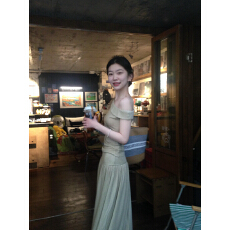 批发 斜肩双层腰半裙弹力针织两件套