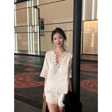 批发精致造型感/镂空刺绣100高品质衬衫<b class='q'>短裤</b><b class='q'>套装</b>