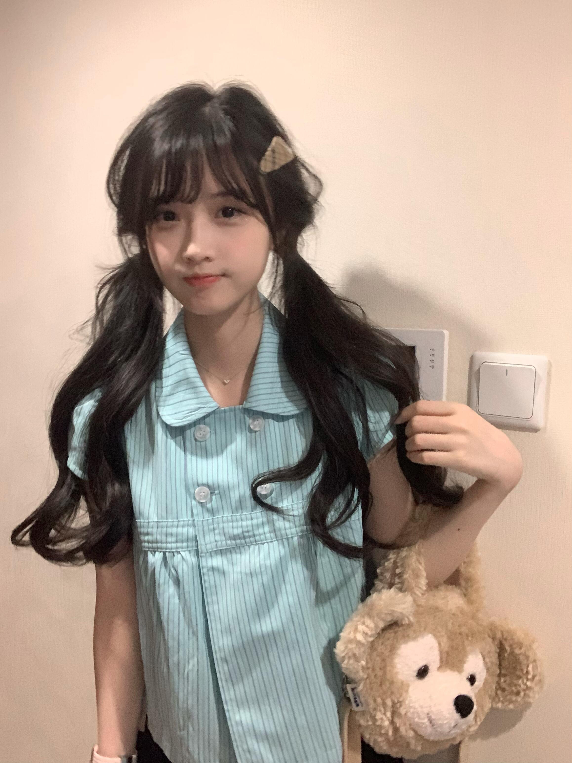 여름 달콤함 느긋한 베이비 칼라 이중 버튼 스트라이프 셔츠 루즈핏 슬림해 보이는 문예 작은 셔츠