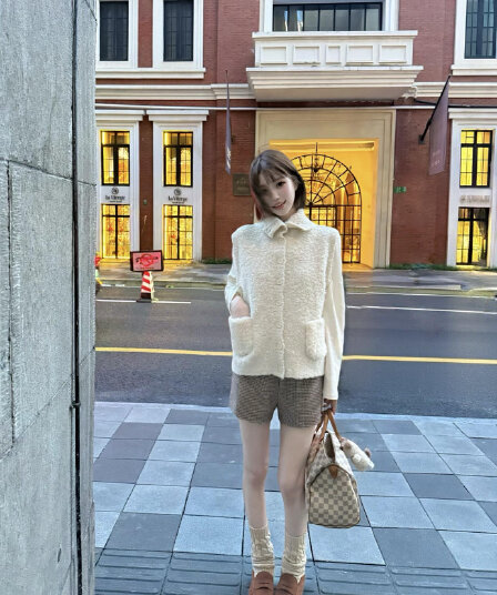 작은 어린 양 민소매 어깨 스탠드 칼라 양털 플리스 베스트 조끼 여성 작은 키 스택 착용 플리스 재킷