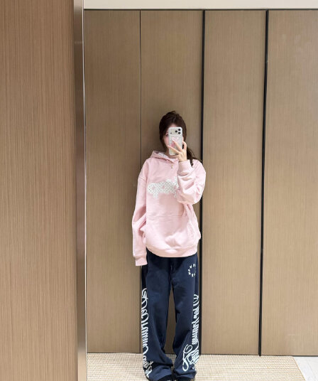 도트 무늬 패치 자수 후드 티 스웨터 한 부서 루즈핏 다용도 후드 캐주얼 맨위 봄 가을 커플