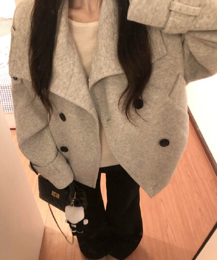 자이언트 잘 생긴 후드티 여자 올해 새로운 바람막이 이중 버튼 프로필 종류 빈 가스 층 카디건 코트