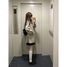 批发高级感卡其色翻领中长款风衣休闲简约格子外套女2026秋<b class='q'>冬</b>