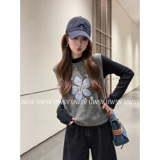 批发新款秋季韩系温柔氛围感女款软糯<b class='q'>花朵</b>毛衣马甲