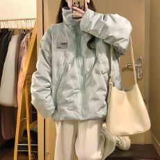 批发薄荷曼波绿2024冬季<b class='q'>新款</b>羽绒棉服女<b class='q'>情侣</b><b class='q'>款</b>韩系学院风宽松休闲外套