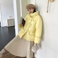 批发韩系羽绒棉服女短款2025年新款韩版宽松牛角扣棉衣面包服外套
