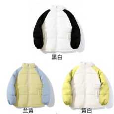 光版可压图#棉服女冬季新款加厚情侣棉衣拼色面包服气质高