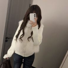 批发环保<b class='q'>皮草</b>毛毛羽绒棉服女冬季新款加厚短款针织甜美小个子棉衣<b class='q'>外套</b>