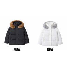 批发【可压图】纯色大毛领连帽门禁棉服冬季面包服