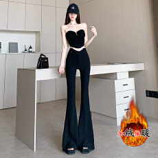 批发加绒加厚微喇西<b class='q'>装裤</b>设计感高腰休闲裤修身垂坠感百搭拖地马蹄裤