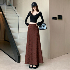 批发2026年春季新款复古高腰显瘦通勤半身裙气质时尚宽松休闲百搭长裙