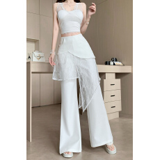 批发白色休闲<b class='q'>裤</b>女夏季新款<b class='q'>韩版</b>时尚通勤减龄设计感高端今年流行阔腿<b class='q'>裤</b>