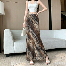 批发度假复古豹纹鱼尾<b class='q'>半身</b>裙夏高级巨好看<b class='q'>包臀</b>裙高腰垂感显瘦a字<b class='q'>长裙</b>