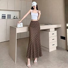 批发碎花雪纺鱼尾裙半身长裙女2026夏季新款高腰a字裙修身包臀半身裙