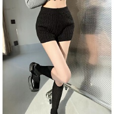 批发美式基础百搭纯色紧身针织短裤女2025秋季新款舒适裤子