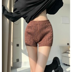批发美式基础百搭纯色紧身针织短裤女2025秋季新款舒适裤子