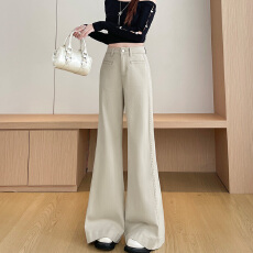 批发不贴腿喇叭<b class='q'>牛仔裤</b>女2026春秋新款潮流<b class='q'>显瘦</b>高级独特设计感阔腿裤子