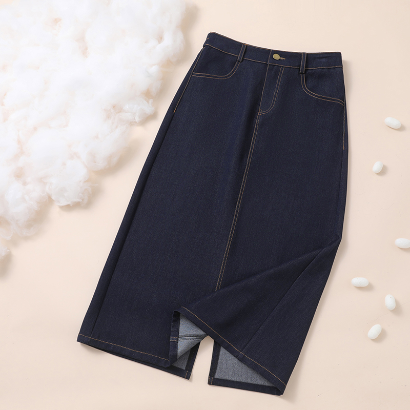 高腰开叉牛仔半身裙女2025年新款秋冬小个子a字半裙复古包臀长裙