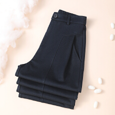 批发深蓝色直筒牛仔裤女2025年秋季新款高腰宽松大码显瘦窄版阔腿裤