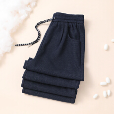 批发醋酸羊毛阔腿裤女秋冬桑蚕丝垂感毛呢休闲裤加绒直筒糯米拖地长裤