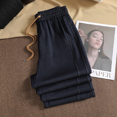 批发加绒阔腿牛仔裤女春秋冬季2025年新款潮流显瘦宽松喇叭直筒裤子女