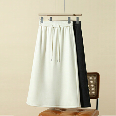 批发醋酸羊毛半身裙女秋<b class='q'>冬</b>2025新款高腰a字开叉毛呢加绒直筒包臀长裙