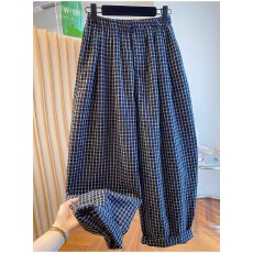 批发<b class='q'>黑色</b>格子休闲裤女夏季薄款大码胖mm气球裤小个子宽松显瘦<b class='q'>哈伦裤</b>
