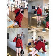 批发实拍实价新年红杂色设计菱格纹毛衣复古格纹直筒低腰辣妹休闲<b class='q'>短裤</b>