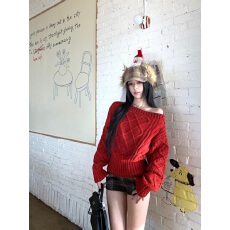 批发实拍实价新年红杂色设计菱格纹毛衣复古格纹直筒低腰辣妹休闲<b class='q'>短裤</b>